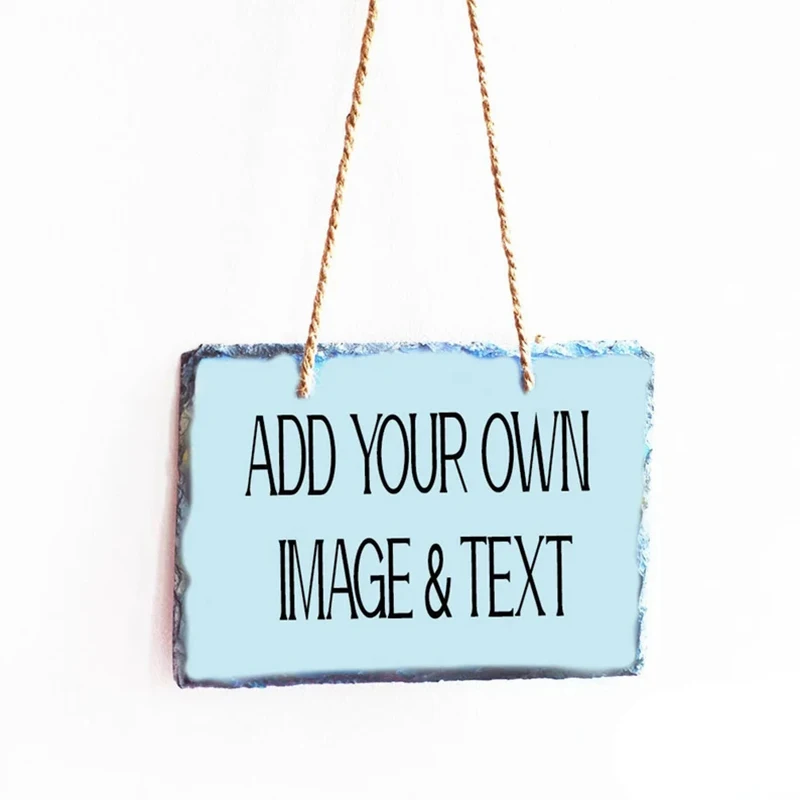 

Sublimation Photo Slate Painting Rock Photo Frames with Rope Wall Ornaments Decor Memorial Stone Flagstone For Mother's Day