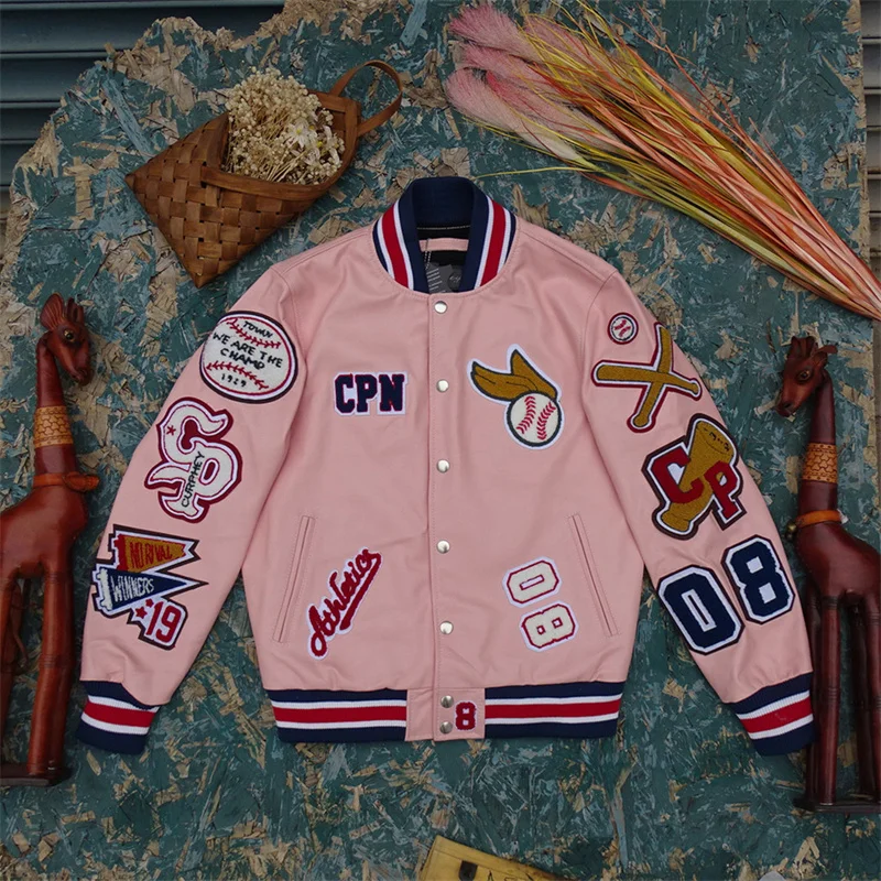 

YWTSCH【Discontinued Special Price】Italian Imported Sheepskin Embroidered Multi-Label Baseball Suit Tide Leather Jacket