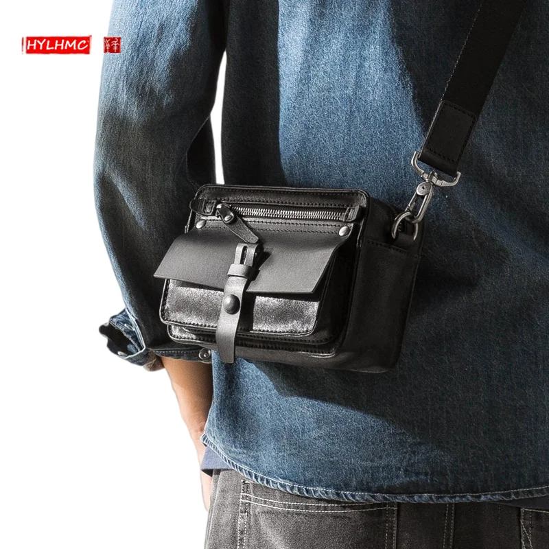 

2022 Genuine Leather Men Bag Fashion Brands Shoulder Bag Students' Bag Cowhide Messenger Bag Cell Phone Crossbody Bag Men