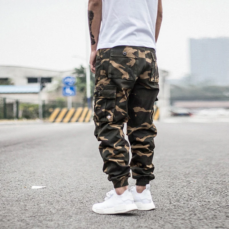 Fashion Designer Men Jeans Loose Fit Multi Pockets Casual Cargo Pants Hombre Hip Hop Joggers Men Camouflage Military Trousers