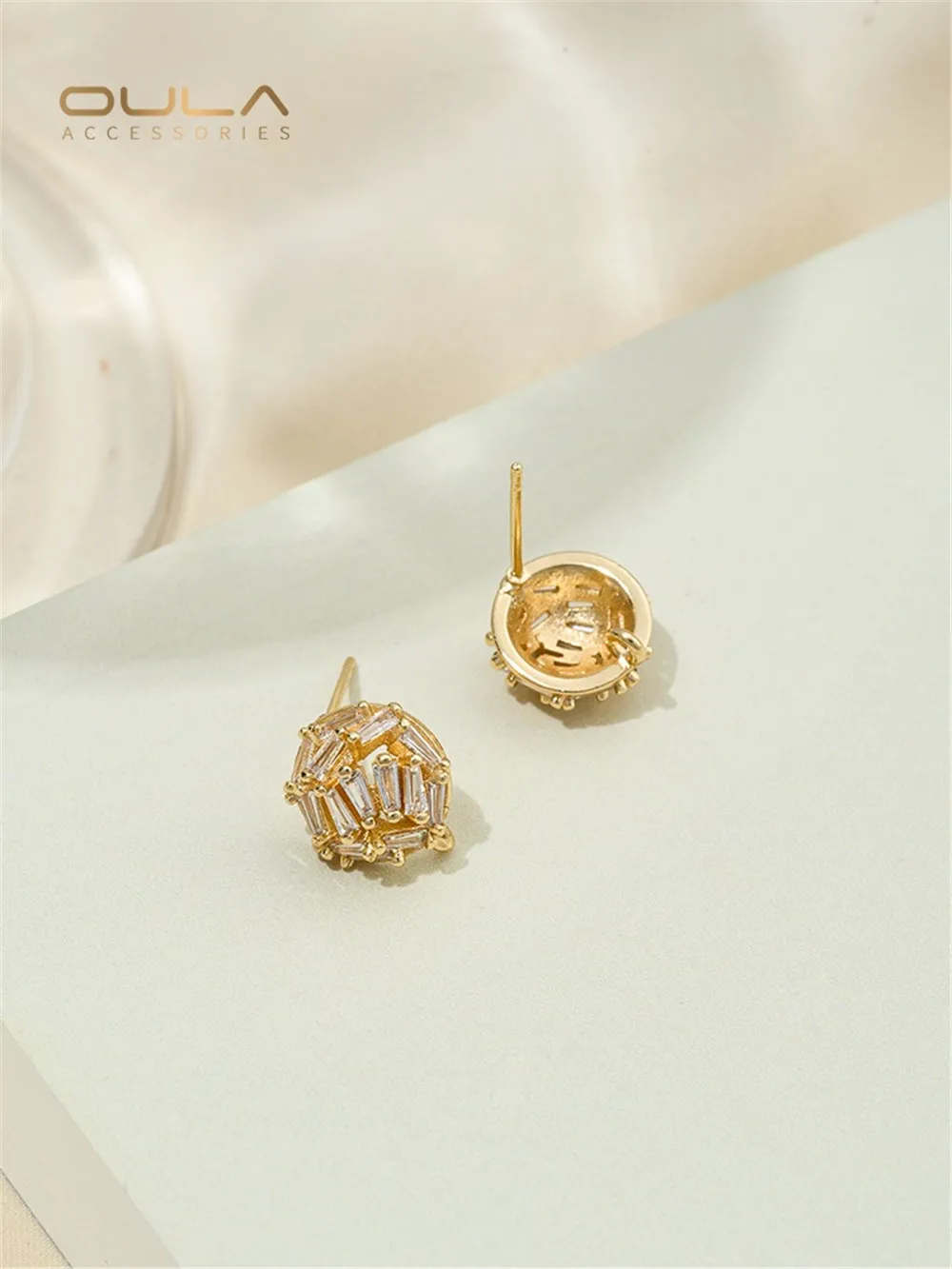 14K золотые полукруглые бриллианты с подвесными серьгами инкрустация T квадратные