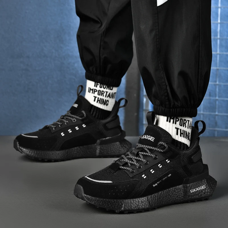 SALUDAS Fashion Men Sneakers Thick Bottom Casual Shoes Breathable Heightened Wear-resistant Outdoor Non-slip Trail Running Shoes