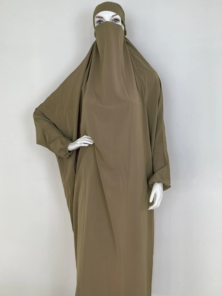 Muslim Women Jilbab One-piece Prayer Dress Hooded Abaya Islamic Clothing Dubai Saudi Black Robe Turkish Modesty  abaya dubai