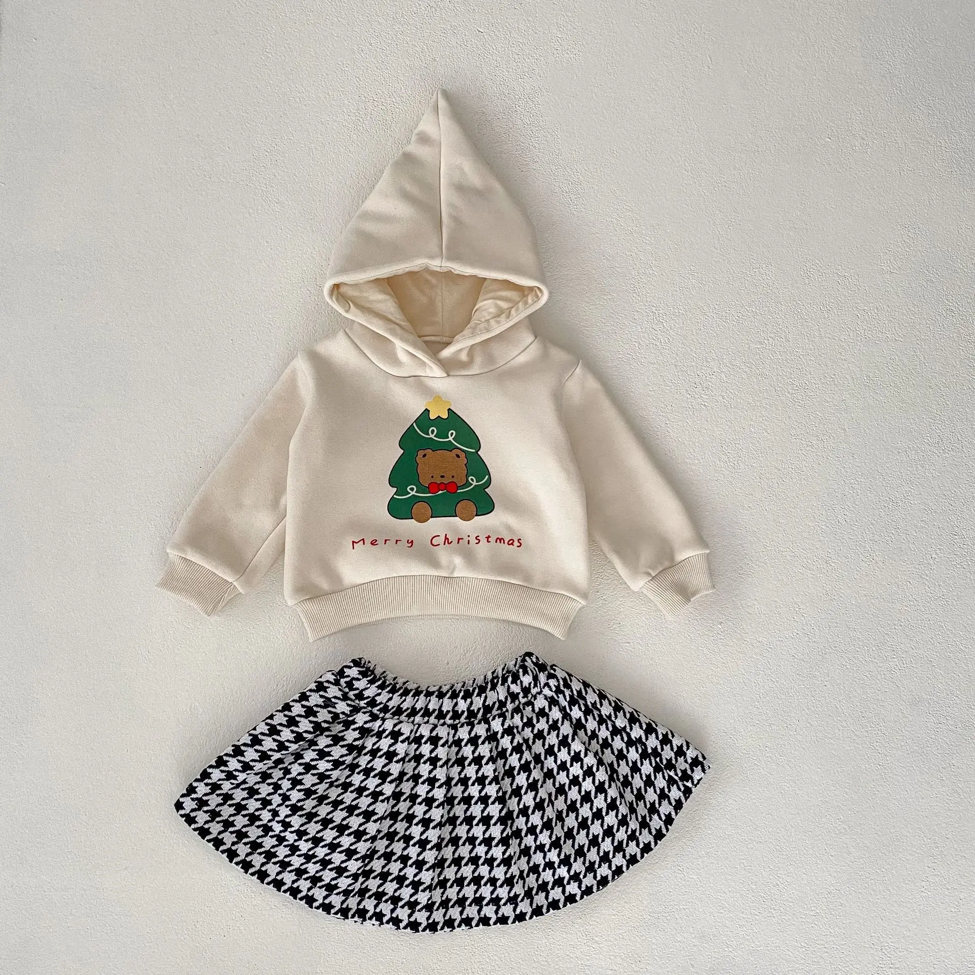 

Ins Autumn Newborn Baby Cartoon Bear Christmas Tree Hoodies Boy Girl Children Letter Casual Fashion Sweatshirt Kid Cotton Skirt