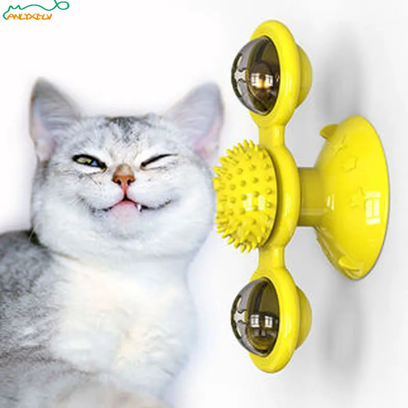 

Cat Windmill Interactive Toy Playing Training Puzzle Cat Game Turntable Teeth Cleaning Pet Products Animals Kitten Accessories