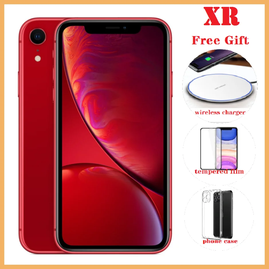 

Original apple iphone XR 2942 mah ram 3 gb rom 64 gb/128 gb/256g desbloqueado celular 4g lte 6.1 phone Face Unlock 7+12mp xr