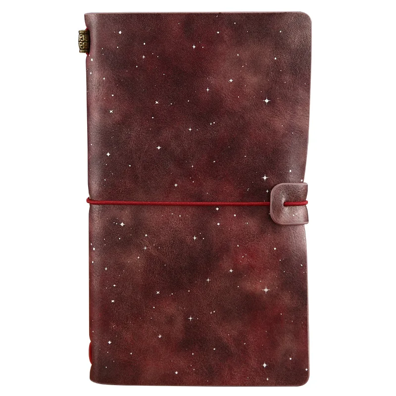 Starry Sky PU Retro Strap Travel Hand Book Notepad Business Meeting Record This Student Portable Diary Notebook 200x120mm