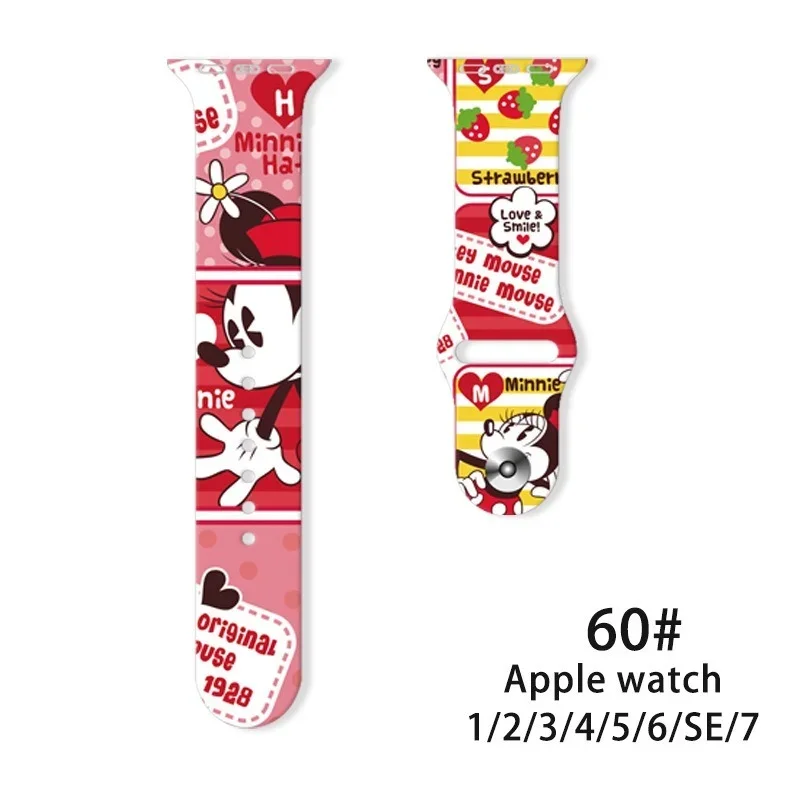 Фото Ремешок силиконовый для Apple Watch Band 42 мм 44 мм 38 мм 40 мм, Микки Маус из мультфильма Disney, милый браслет для наручных часов IWatch 3 5 6 4 7 SE №5