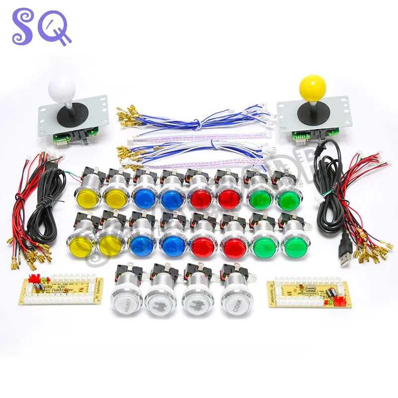 

Zero Delay Usb Encoder DIY KIT Arcade Machine PC Copy Sanwa Joystick Silver button 2 Players For raspberry pi 4 arcade Cabinet