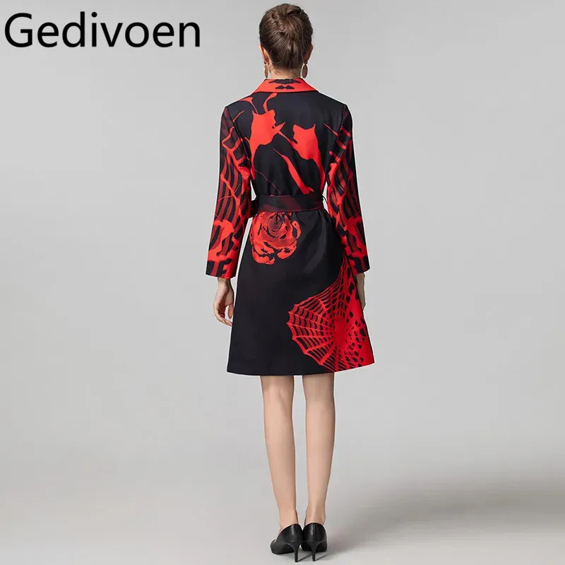 Gedivoen осенне-зимнее женское пальто с длинными рукавами и зубчатым шнуровкой