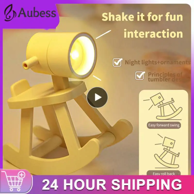

Desk Decoration Atmosphere Lamp Rocking Horse Desk Light Kids Room Bedside Bedroom Decor Cartoon Gift Book Light Eye Protection
