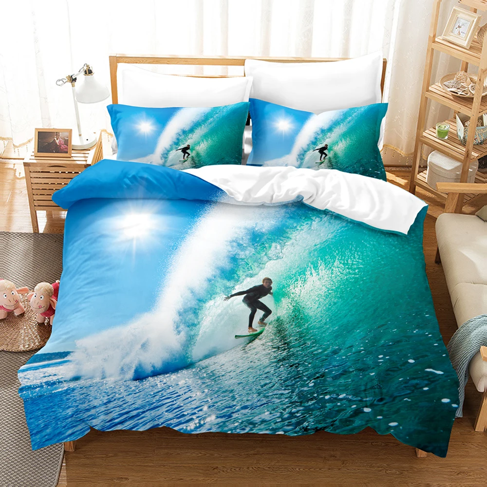 

3D Sea Surfing Bedding Set Queen Bedding Duvet Cover Set Bedding Set Bed Cover Cotton Queen Bedroom Bed Cover Set Bed Bedding