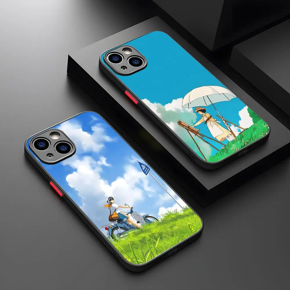Чехол для телефона с подъемом ветра в стиле аниме матовый прозрачный 16 15 iPhone 12 11 13