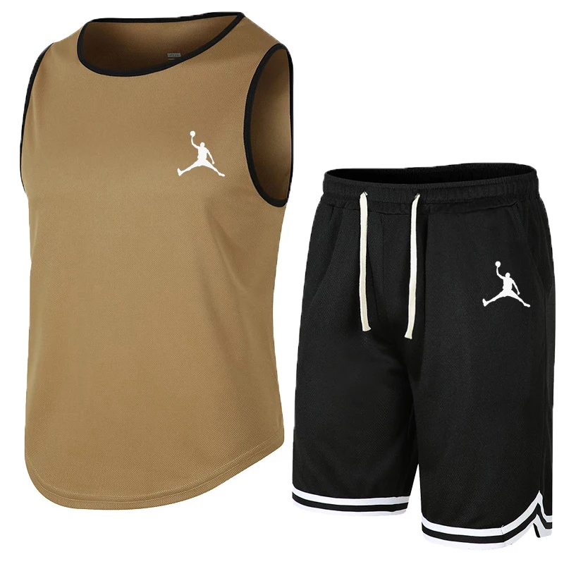 Trapstar Tracksuit Men 2023 Summer Men's Vest T-Shirt + Shorts Outdoor Basketball Sportswear Sleeveless Round Neck T-Shirt Set