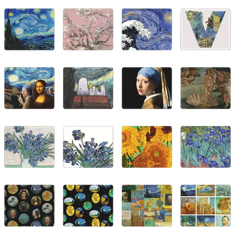 

Vincent Van Gogh Starry Night Mouse Pad Customized Anti-Slip Rubber Base Gaming Mousepad Oil Painting Art Office PC Desk Mat