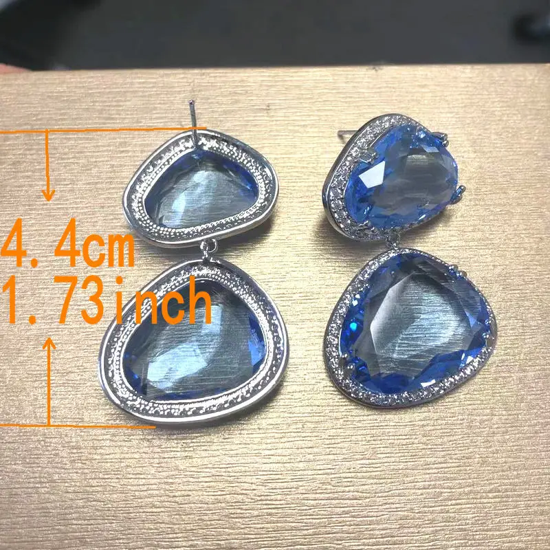 Билицветные модные простые серьги с желтым фианитом