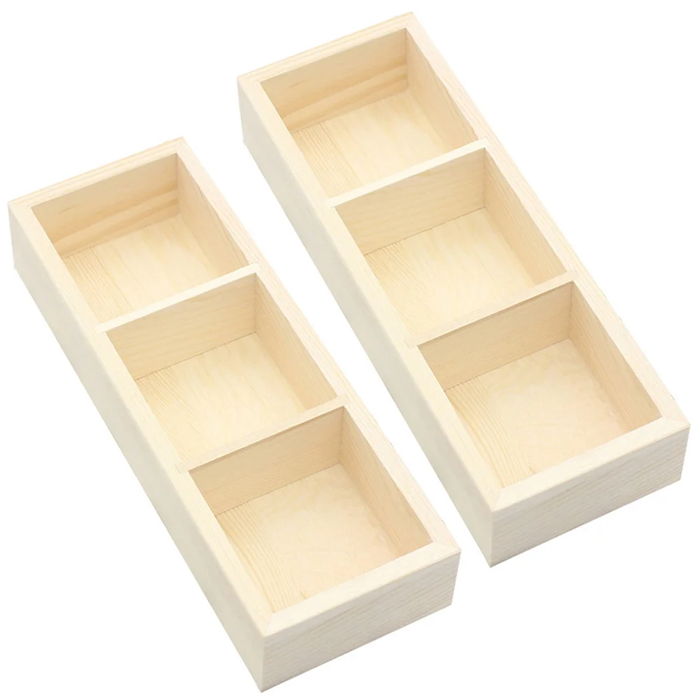 

2 Pcs Storage Wooden Box Tea Tabletop Accessories Drawer Organizer Teabags Counter Countertop Coffee Bar