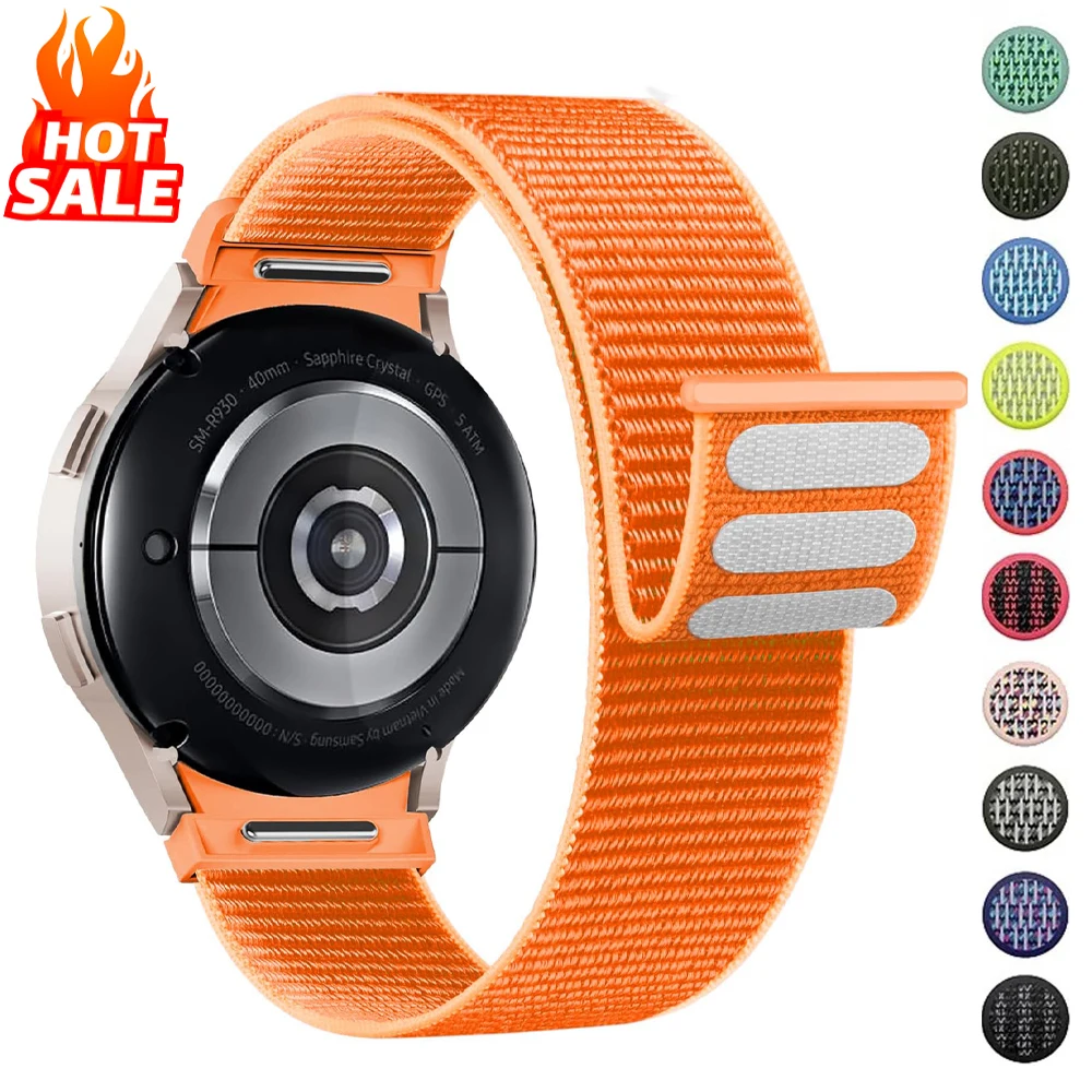 Ремешок нейлоновый для Samsung Galaxy Watch 7 6 5 4 FE 44 мм 40 pro 45 спортивный браслет Classic 47 43