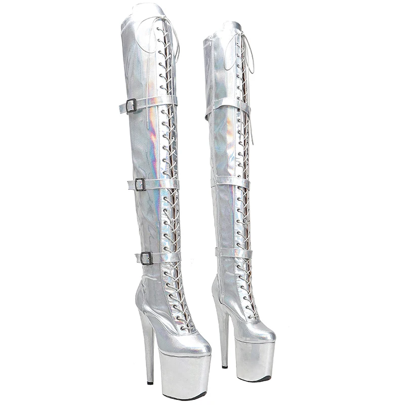 

Сексуальные экзотические Модные сапоги Leecabe 20 см/8 дюймов, женские сапоги на платформе и высоком каблуке, сапоги до колена для танцев на шесте 5B