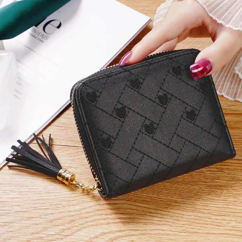 Fashion Short Wallets for Women PU Leather Female Plaid Purses Card Holder Wallet Small Zipper Wallet with Coin Purse Clutch Bag