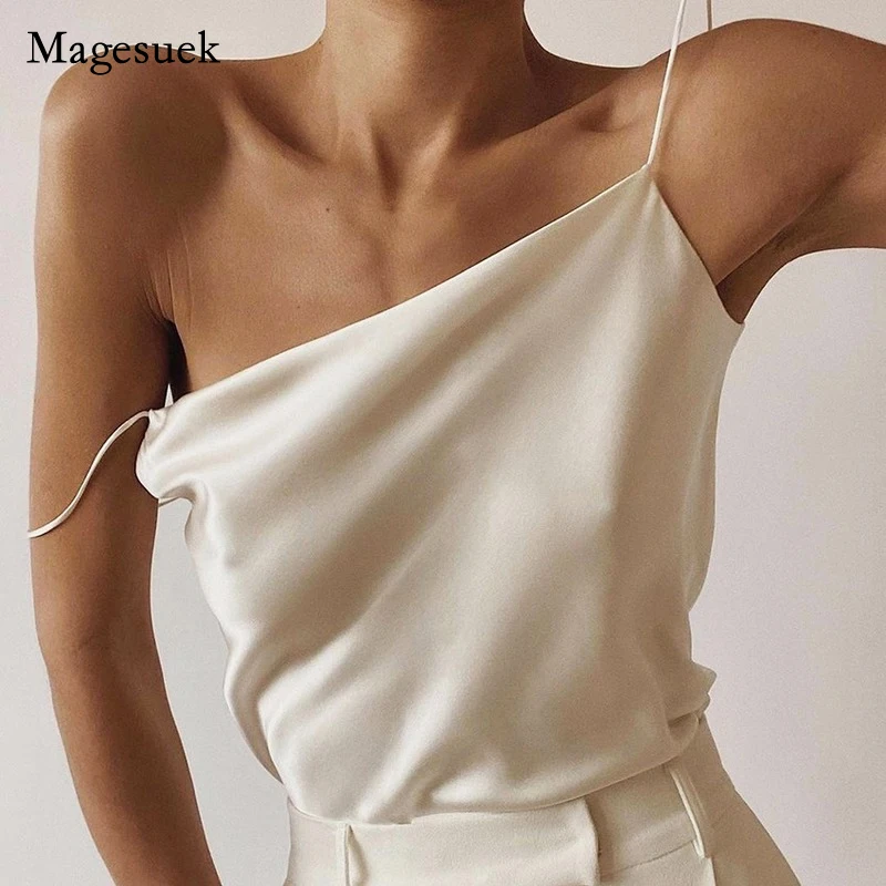 

Женская атласная блузка с открытой спиной, свободная повседневная офисная шелковая блузка в европейском и американском стиле, модель 2022 на ...