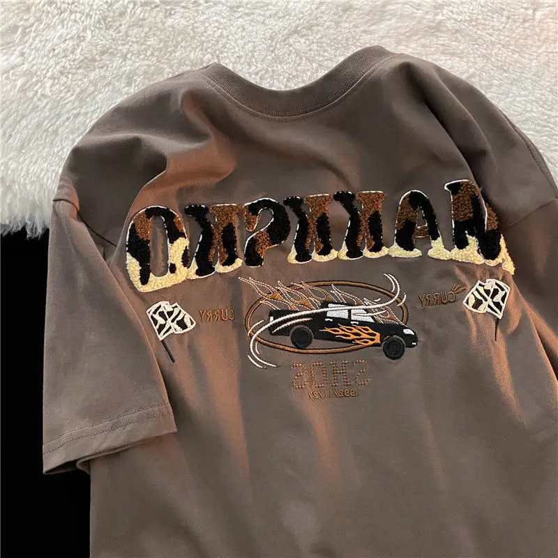 Футболка женская с вышивкой алфавита винтажный Топ в стиле Харадзюку