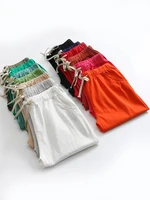 ZOKI Cotton Linen Pants Summer Women Drawstring Casual Loose Female Trousers Solid Color Harem Ankle-Length Pants New