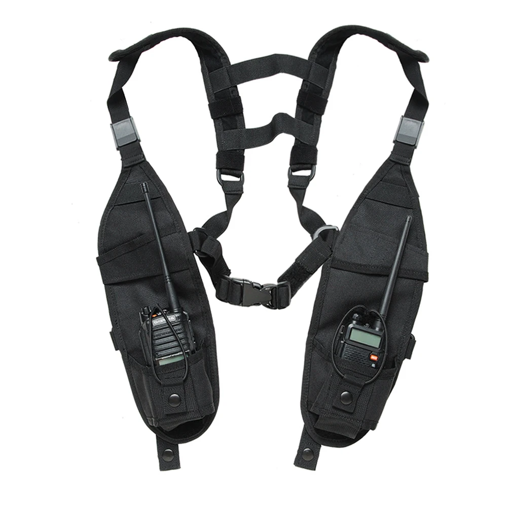 Radio Shoulder Harness Holster Chest Holder Universal Vest Rig Nylon Two-Way Radio Cases Walkie Talkie Search Rescue Essentials enlarge
