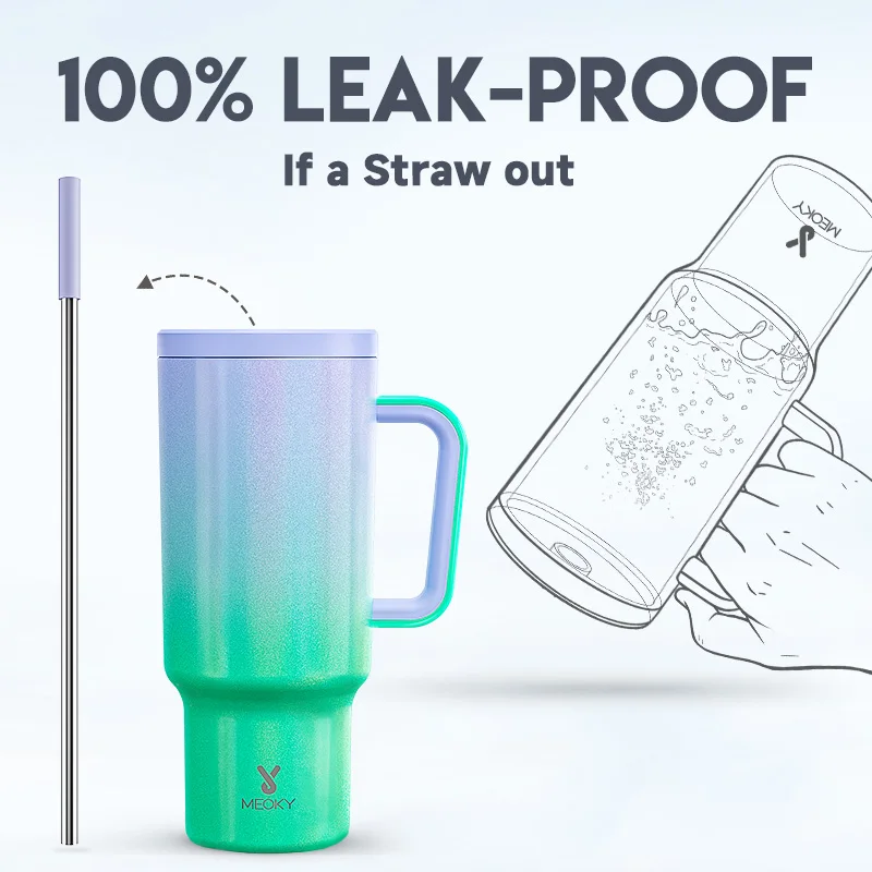 Стакан Meoky 40 унций с соломенными крышками градиентная вакуумная Изолированная