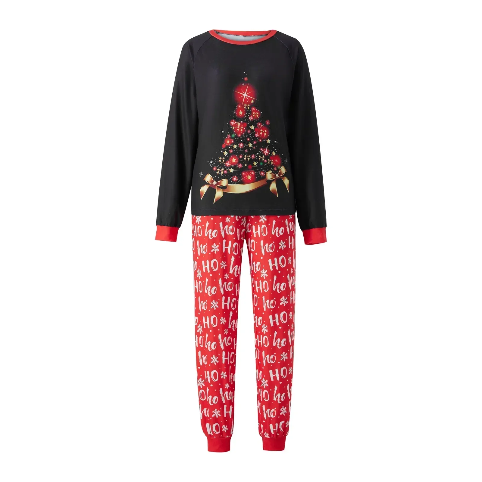 

Комплекты одежды с принтом, домашняя одежда, топы, подходящие брюки с рукавом в виде дерева, женский длинный семейный сон, Рождественский принт, осенний Черный