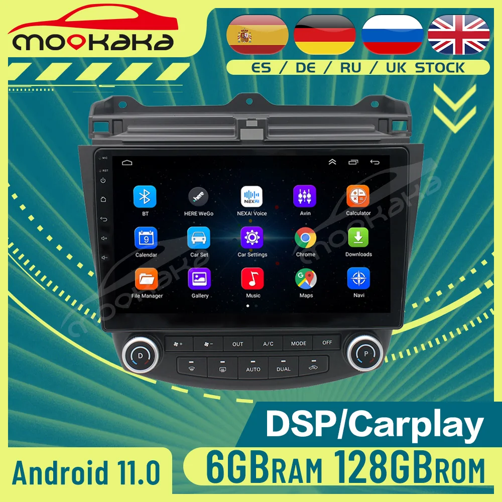 

Car Radio 6G+128GB Multimedia DVD Player Android Auto For Honda Accord 7 2003 - 2007 Carplay DSP Stereo Head Unit Audio GPS Navi