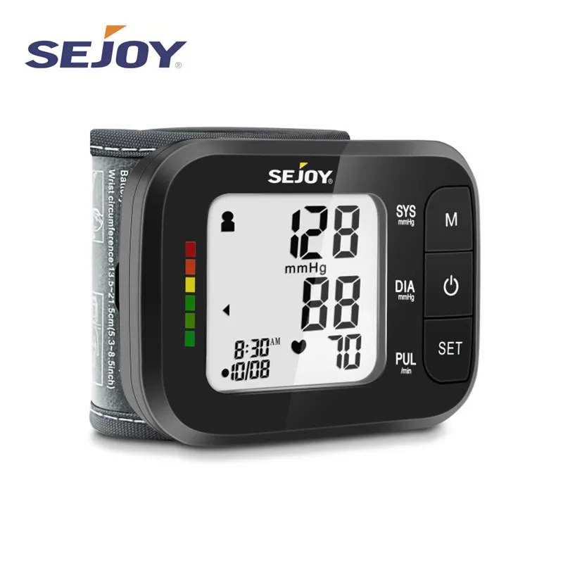 

Автоматический монитор артериального давления Sejoy, браслет на запястье, сфигмоман, пульсометр, 120, память для чтения, 2 пользователя