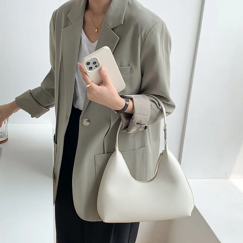 Women's Bag 2023 Luxury Designer Zipper Half Moon Handbags Fashion Ladies Shoulder Bag PU Leather Casual Hobos Underarm Bags
