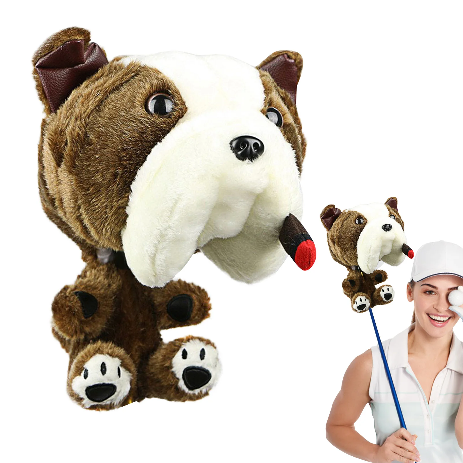 

Golf Pole Cap Cover No 1 Wooden Cue Cover Cartoon Bulldog for Men and Women 460cc