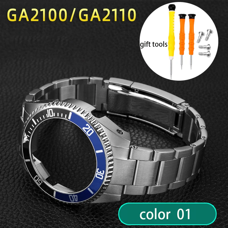 

Modified watch strap for G-Shock Casio GA-2100 GA-2110 modified Rolex Water Ghost stainless steel case watch strap accessories