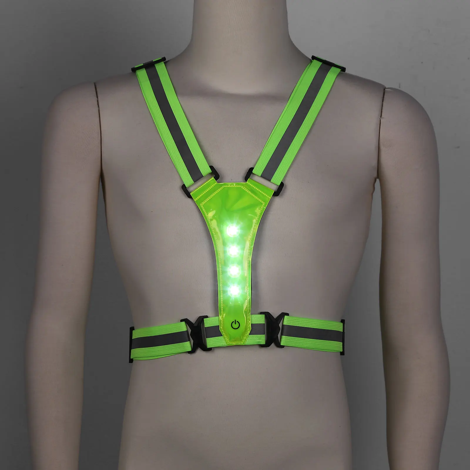 

Running Vest LED Elastic Safety Reflective Belt Straps Outdoor Clothing Safety Reflective Vest with LED Light for Cycling