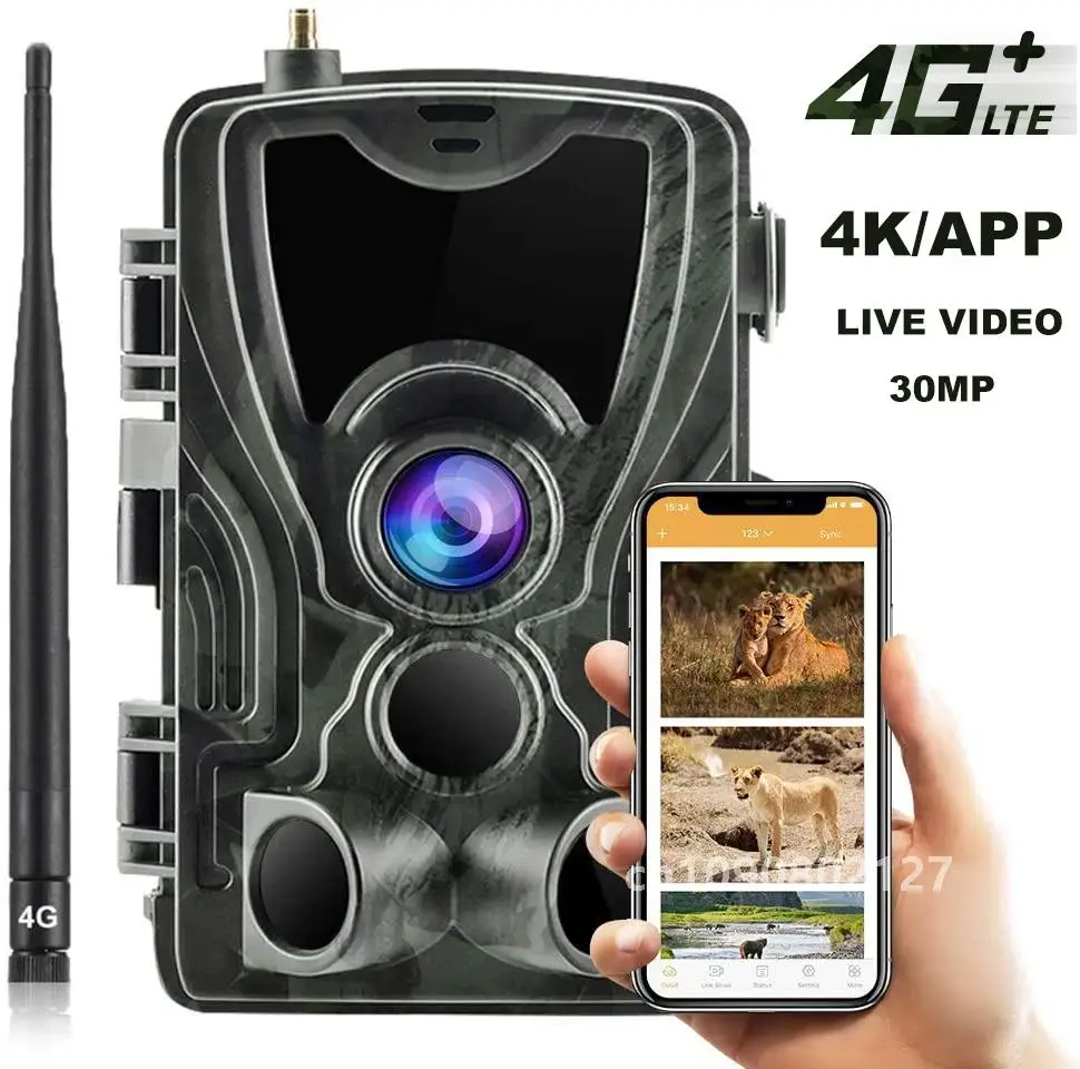 Бесплатное приложение Облачное обслуживание 4G Камера следа 4K 30MP Прямая