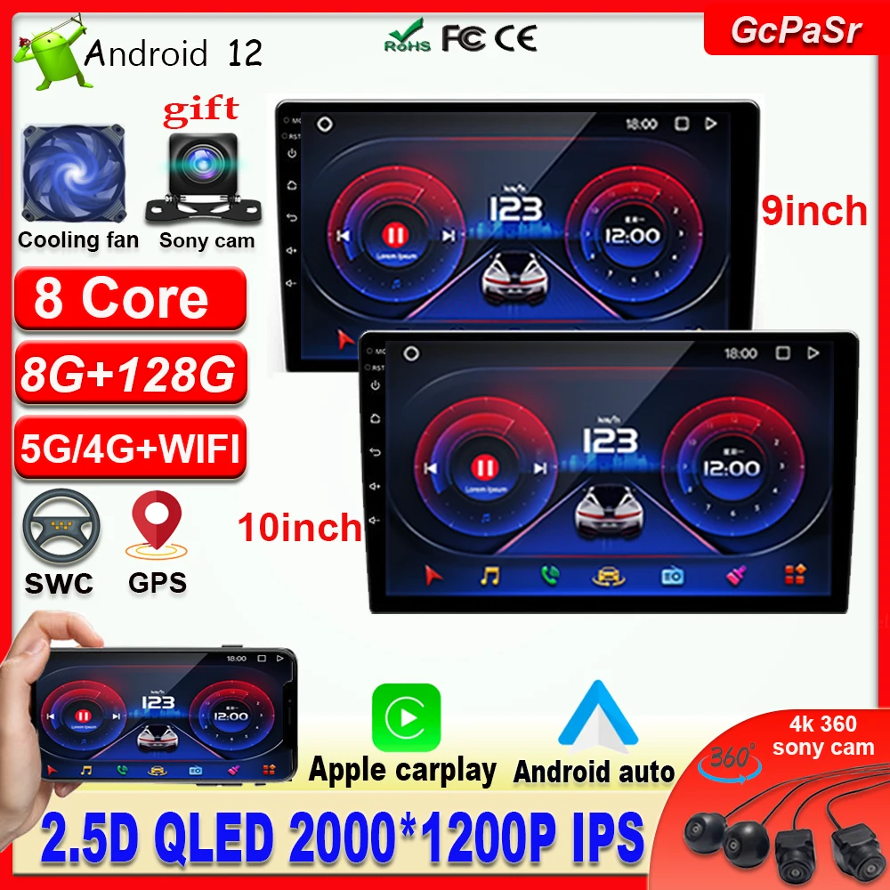 

9" 10" Android 12 car radio Multimedia Player For Toyota Volkswagen Hyundai Kia Renault Suzuki mazda ford universal android auto