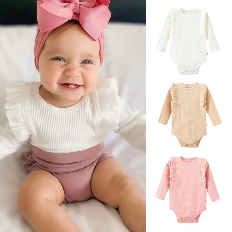 

2022 SS Baby Girls Bodysuits Infant Newborn Toddler Long Sleeve Cute Jumpsuits Cotton Clothes Outwear Brand