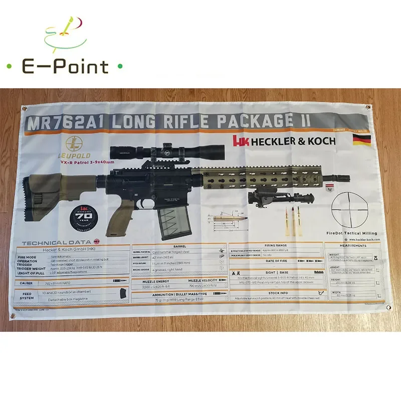Heckler &amp Koch Gun HK MR762 LP флаг 3 фута * 5 футов (90*150 см) размер рождественские украшения