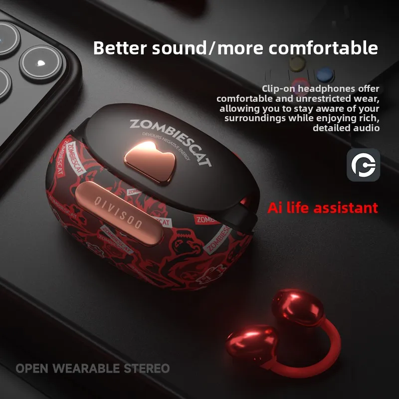Беспроводные Bluetooth-наушники ZOMBIESCAT B23 с камуфляжным дизайном, ультракомфортные, с креплением на ухо, длительным временем автономной работы (art.: 3920da98ef464) - 3920da98ef464