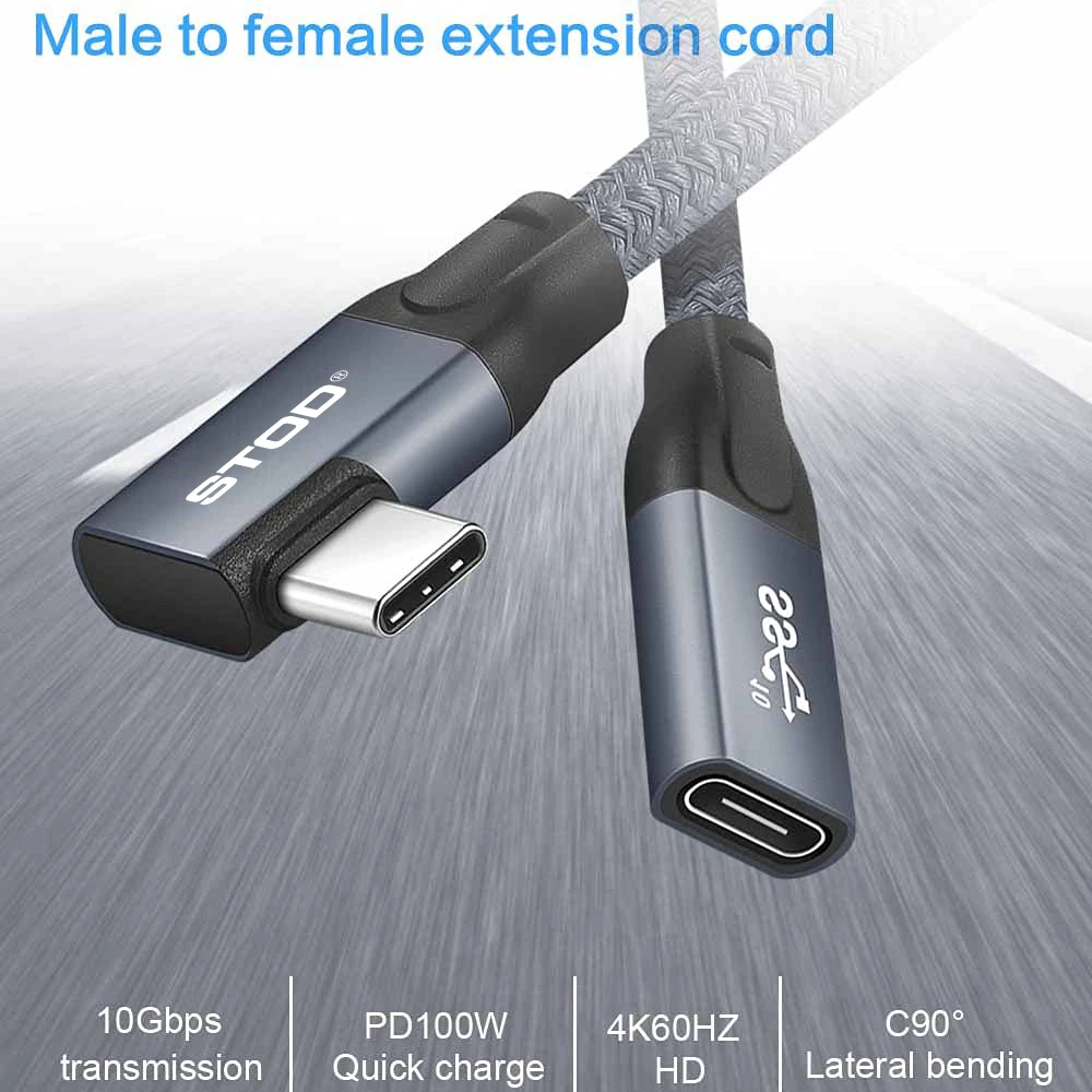 USBC удлинитель USB C локоть правый угол левый 100 Вт PD Тип дисплей 4K монитор USB-C 90