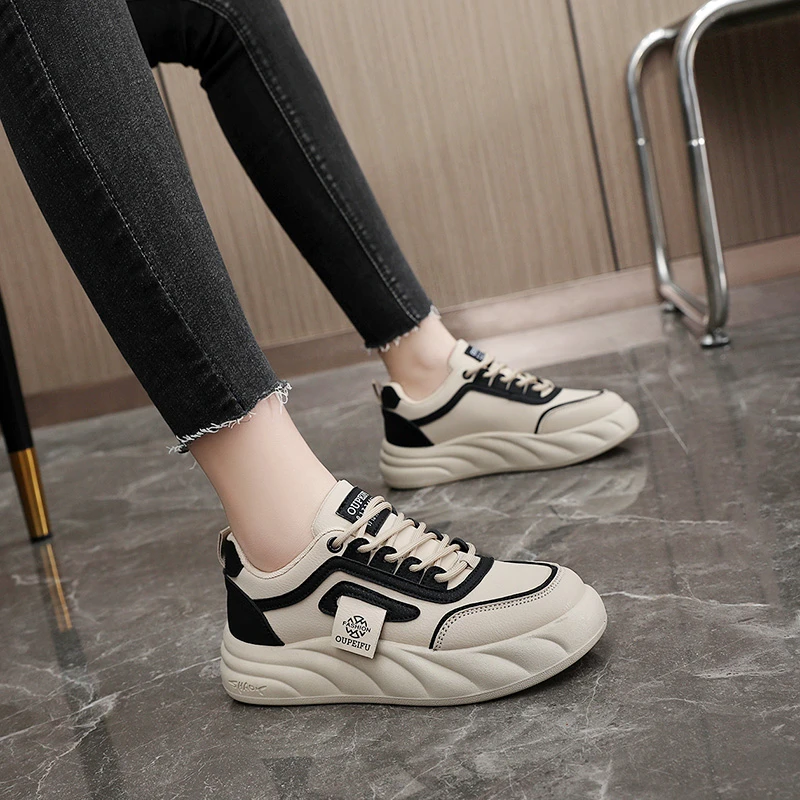 Женские кроссовки на платформе повседневная обувь толстой подошве с круглым