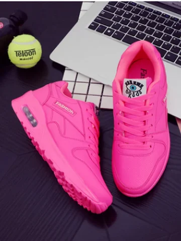 Женские кроссовки из ПУ кожи, спортивная обувь с воздушной подушкой, синие, белые, розовые, для прогулок и бега
