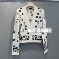 best version luxury designer sweaters for women super soft cashmere cardigans knitted daisy jacquard 3d logoed buttons cardigan
