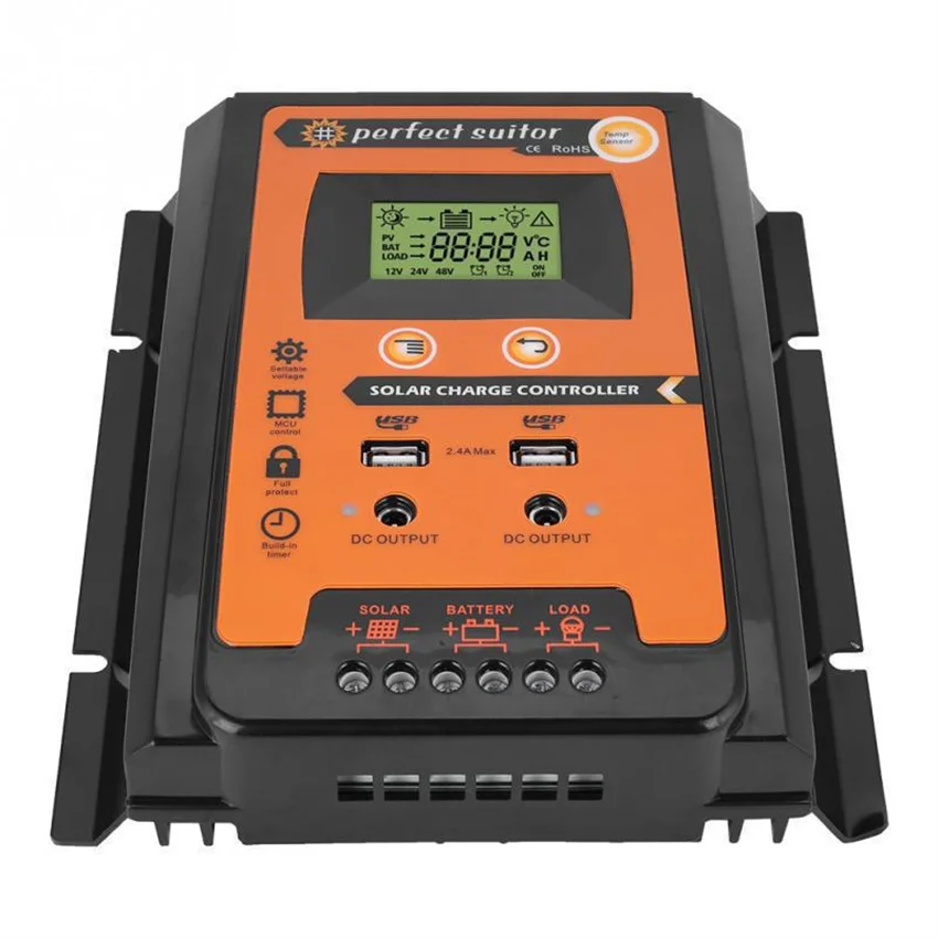 

Solar Controller MPPT Solar Charge Controller 12V 24V 30A 50A 70A Solar Panel Battery Regulator Dual USB With LCD Display
