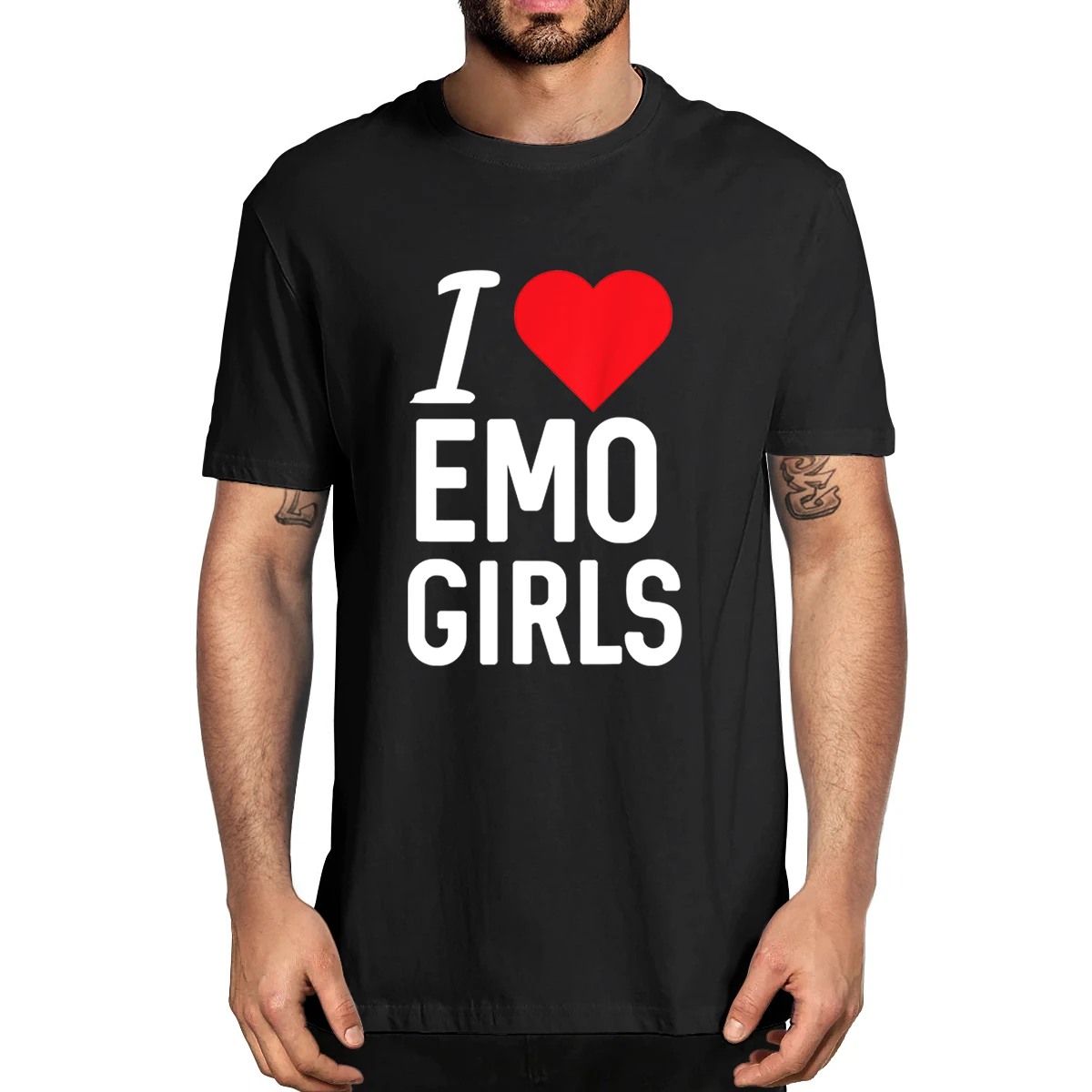 

Забавная Мужская футболка I LOVE HEART EMO GIRLS, Повседневная Уличная одежда для женщин, мягкая футболка, модный подарок, лето, европейский размер, 100% хлопок