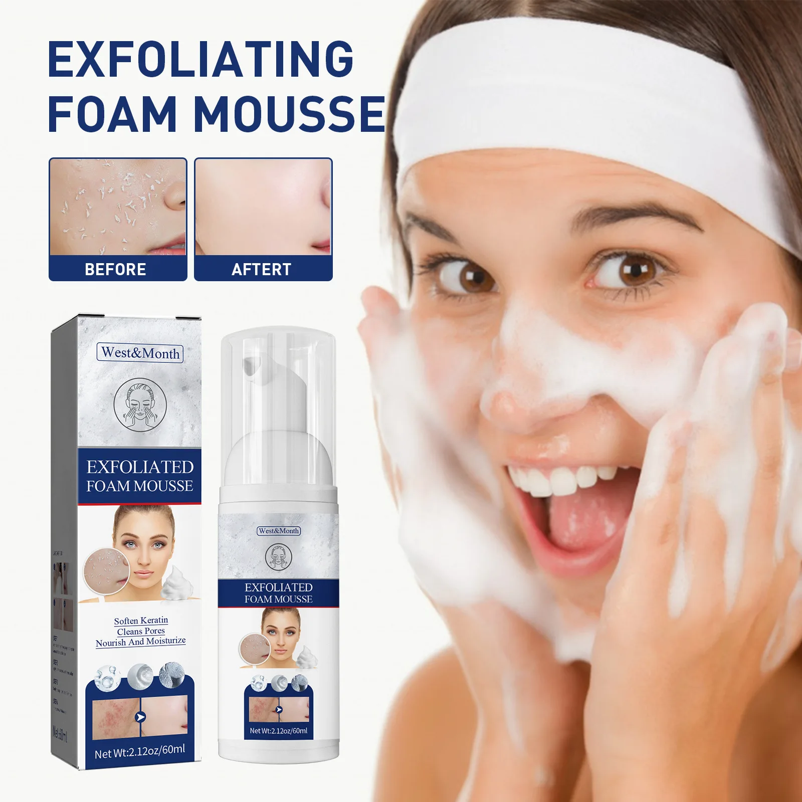 

Exfoliating Mousse Cleansing Skin Pores Gently Cleans Oil Control Blackheads and Dead Reinigungsmousse