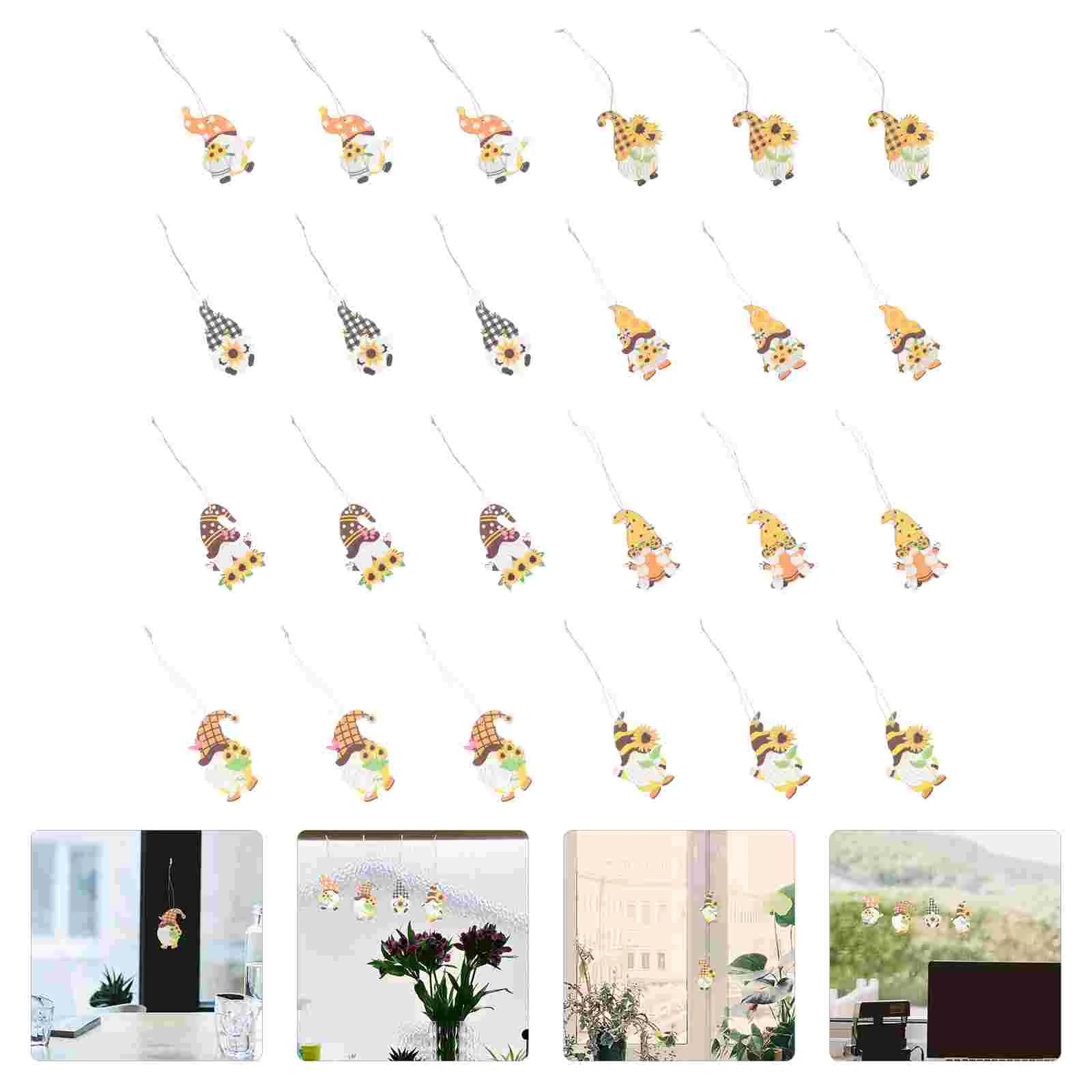

24Pcs Decorative Hanging Gnome Craft Delicate Lovely Dwarf Doll Wooden Pendant