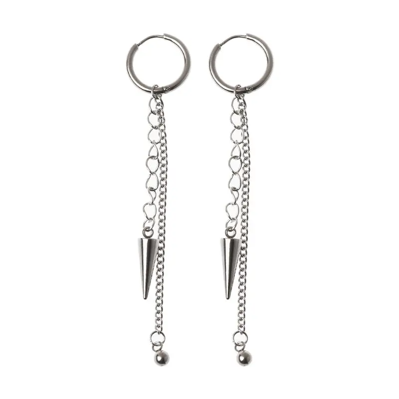 

Punk KPOP Boys Earrings Korean Stainless Steel Long Tassel Pendant Drop Earring